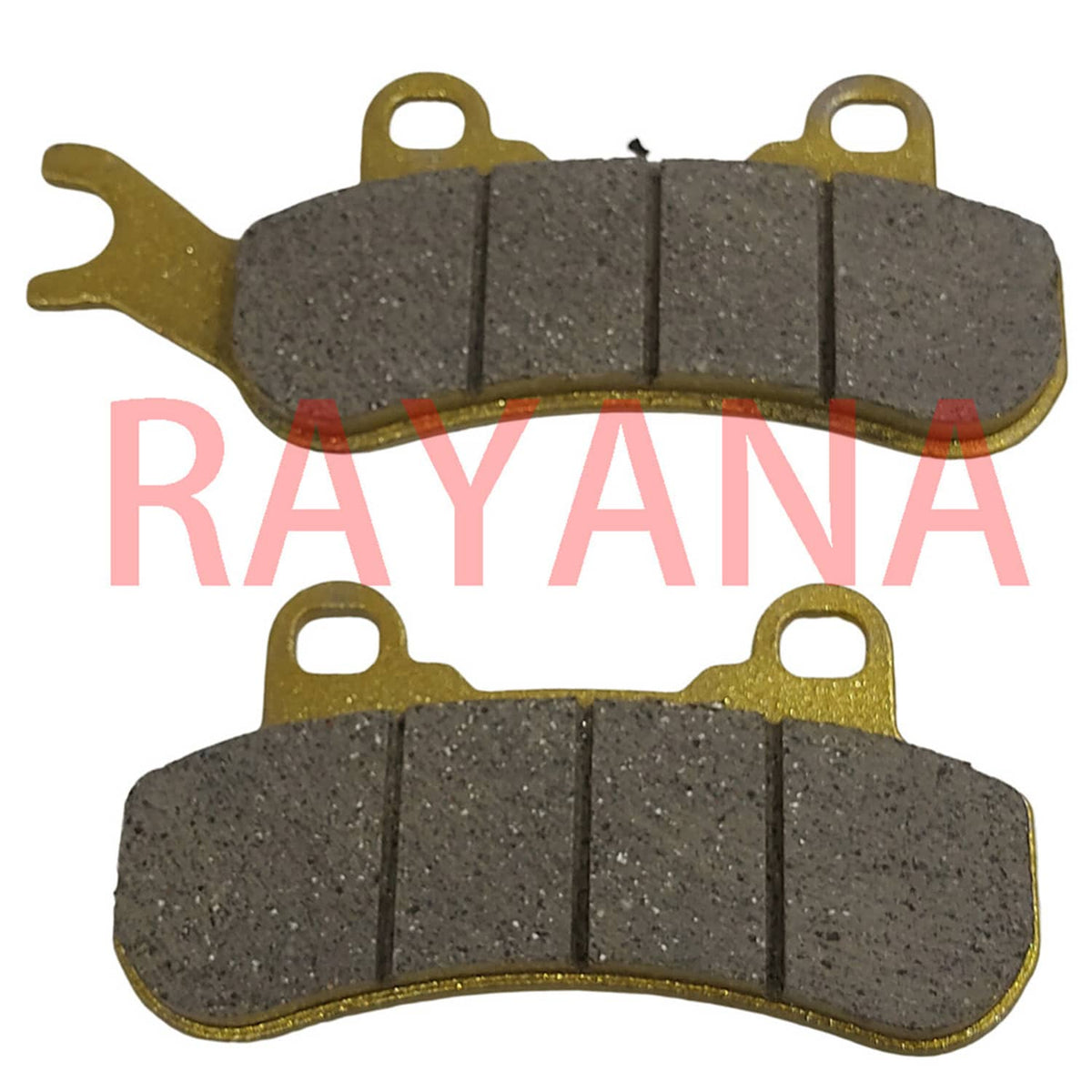 Brake pad with segmented dark friction material and metal backing with two mounting holes