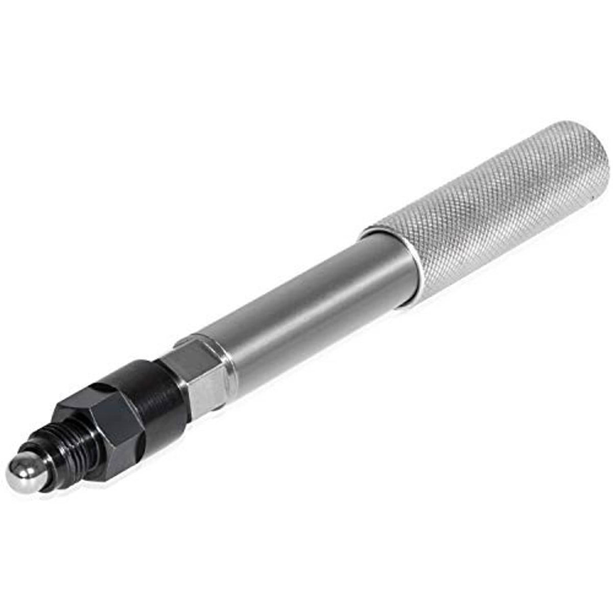 Automatic timing pin with textured metal grip and threaded fastener tip