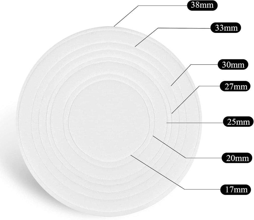 Plastic coin capsule insert diagram showing multiple diameter measurements