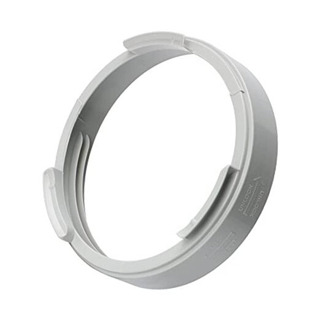 Gray AC exhaust hose coupler ring with snap clips, 5.9 in inside diameter
