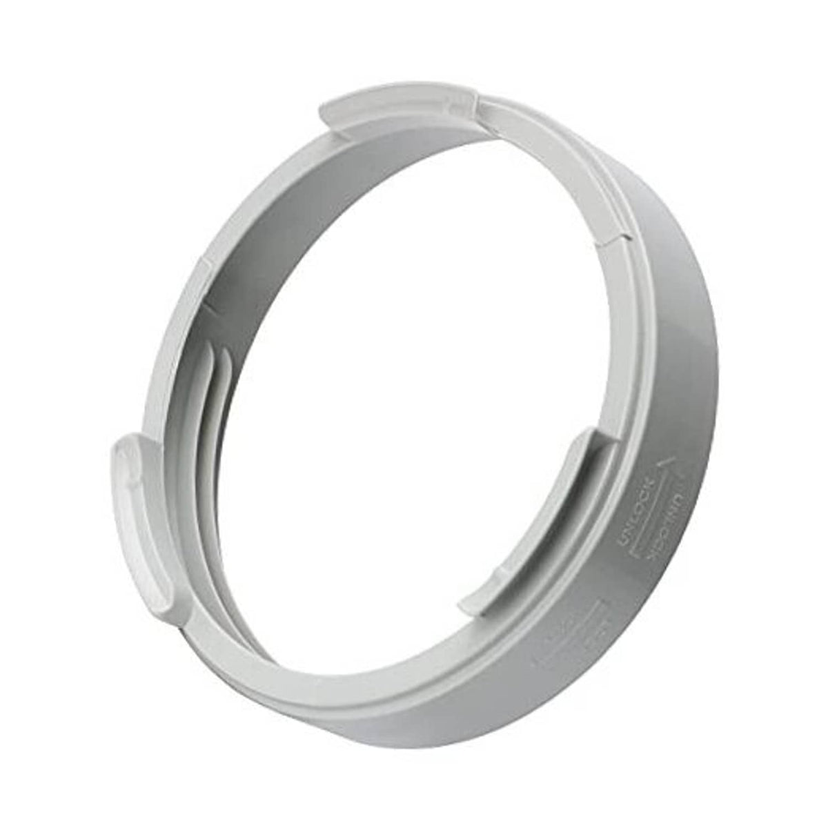 Gray AC exhaust hose coupler ring with snap clips, 5.9 in inside diameter