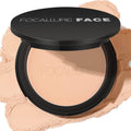 Focallure pressed powder compact with beige shade in black round case