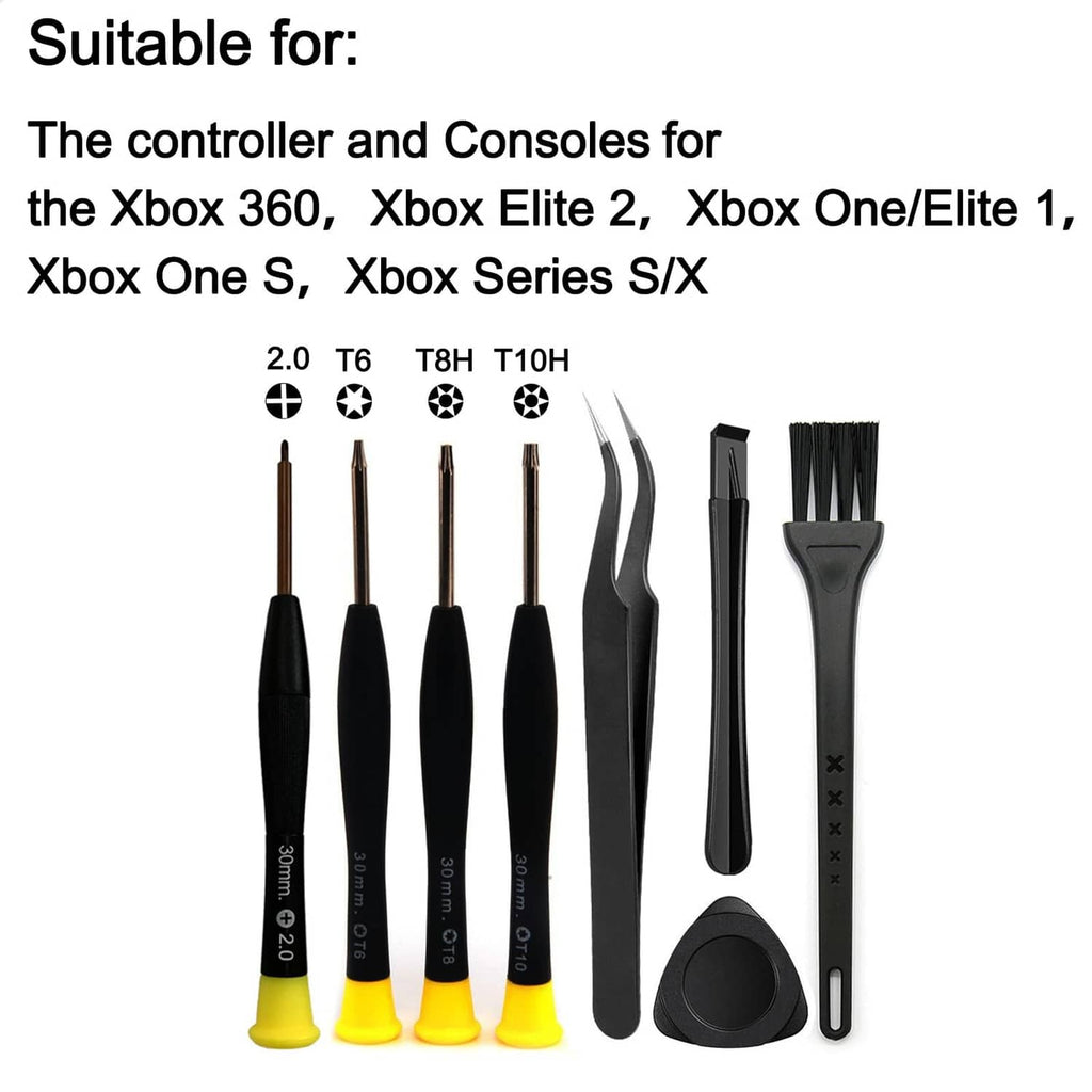 8-piece cleaning and repair tool set with screwdrivers, pry tools, brush and spudger
