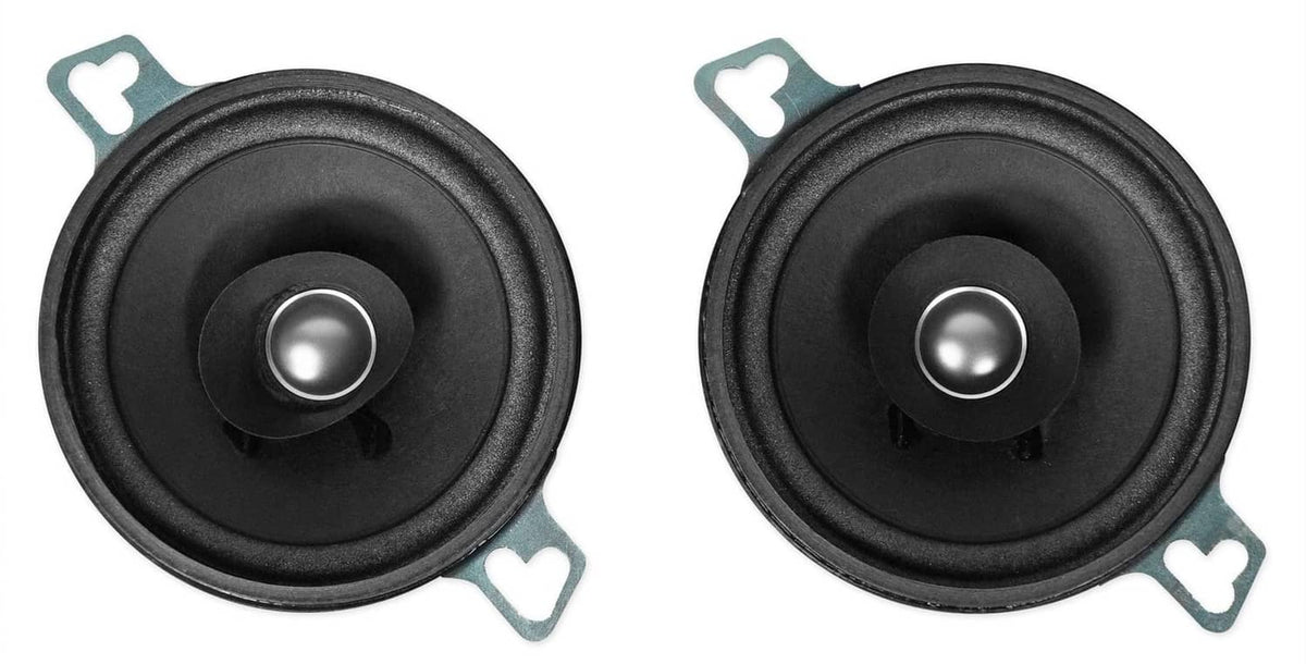 3.5-inch round car speaker system, black coaxial speaker pair with mounting clips