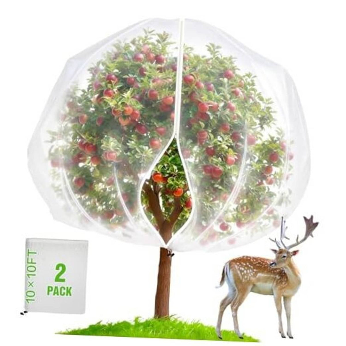 Transparent fruit tree netting dome with zipper door and drawstring, PE mesh cover