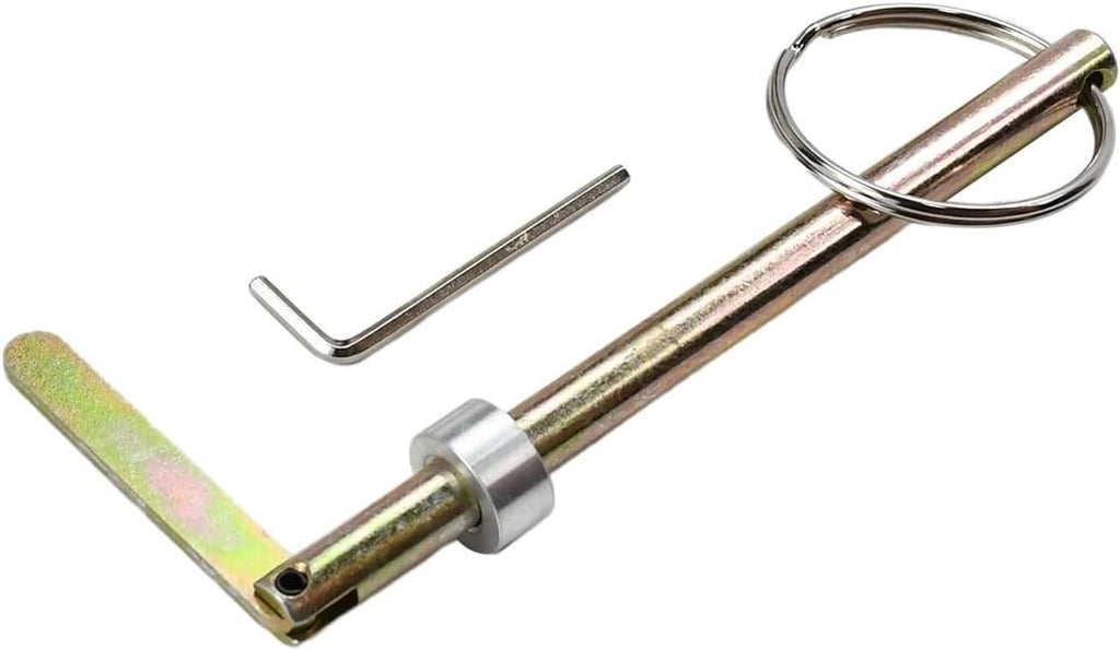 Emergency elevator drop key tool with metal shaft, green lever handle, and key ring