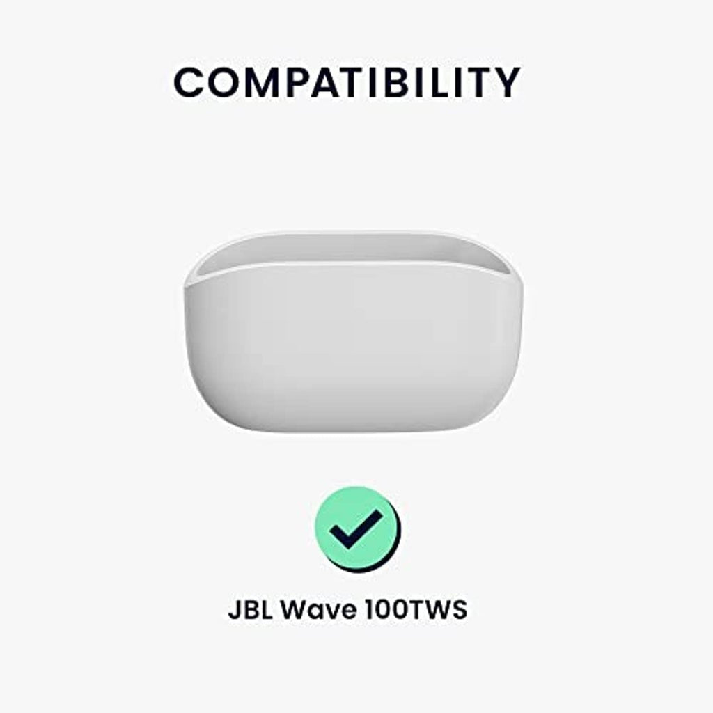 Light gray silicone wireless earbud case with smooth rounded top shell