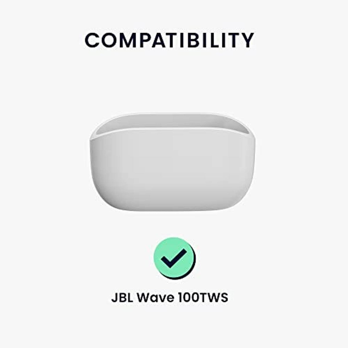 Light gray silicone wireless earbud case with smooth rounded top shell