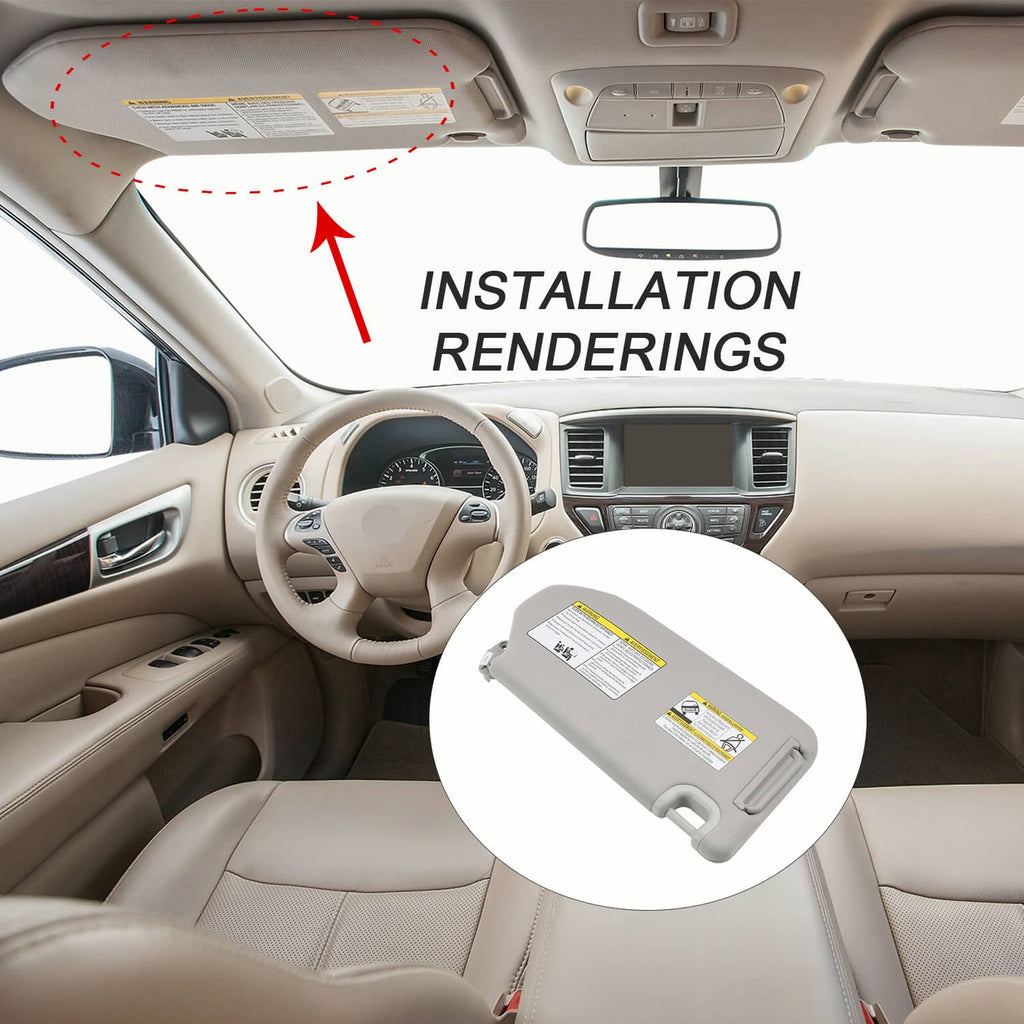 Left driver sun visor installation area with wiring module