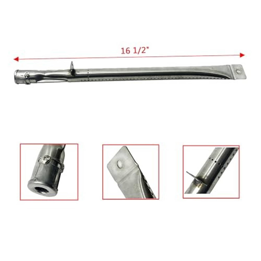 Stainless steel replacement burner tube with mounting bracket, 16 1/2 in length