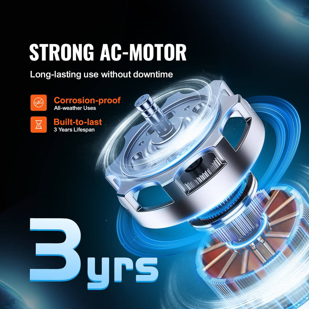 Inline duct fan motor with cooling airflow effect, silver fan housing detail