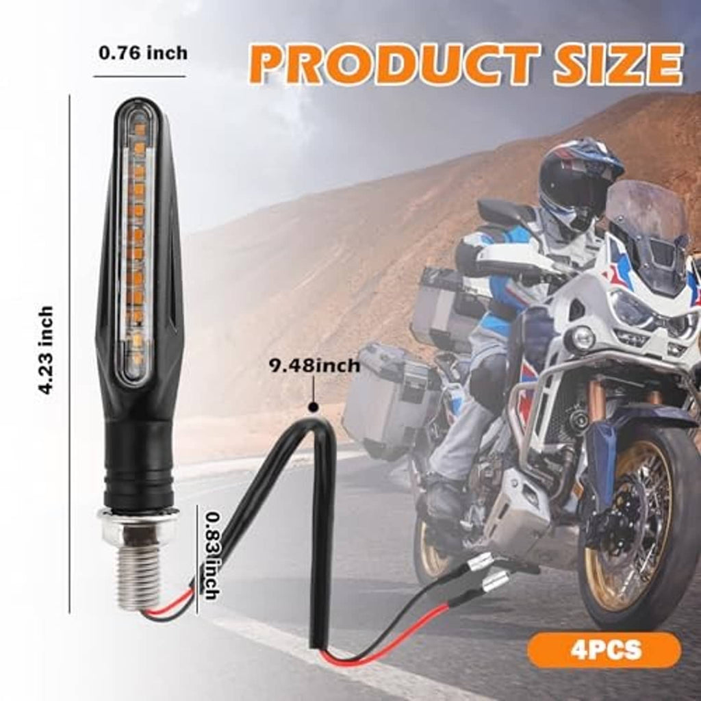 Amber LED turn signal light with clear lens, black body, and threaded mount