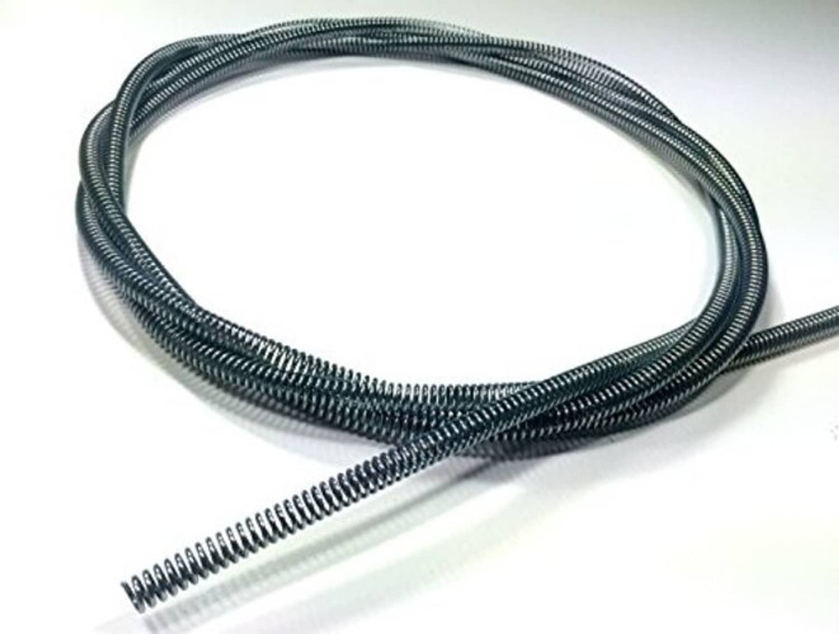 Dark braided spring line with extended coiled metal end section