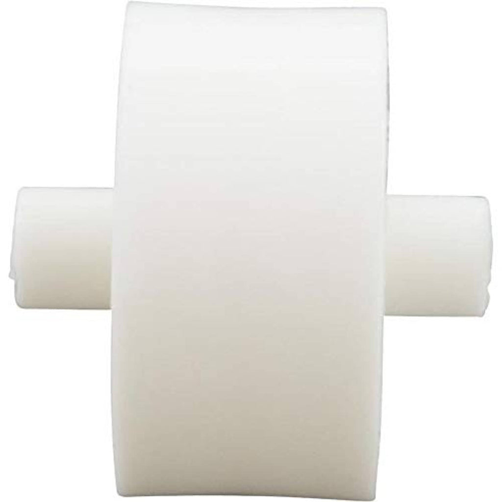 White plastic wheel roller mount piece with side tabs for pool cleaner