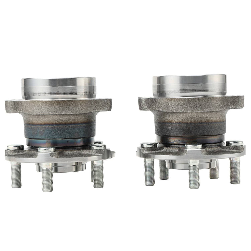 Two rear wheel hub bearing assemblies side view with threaded mounting studs