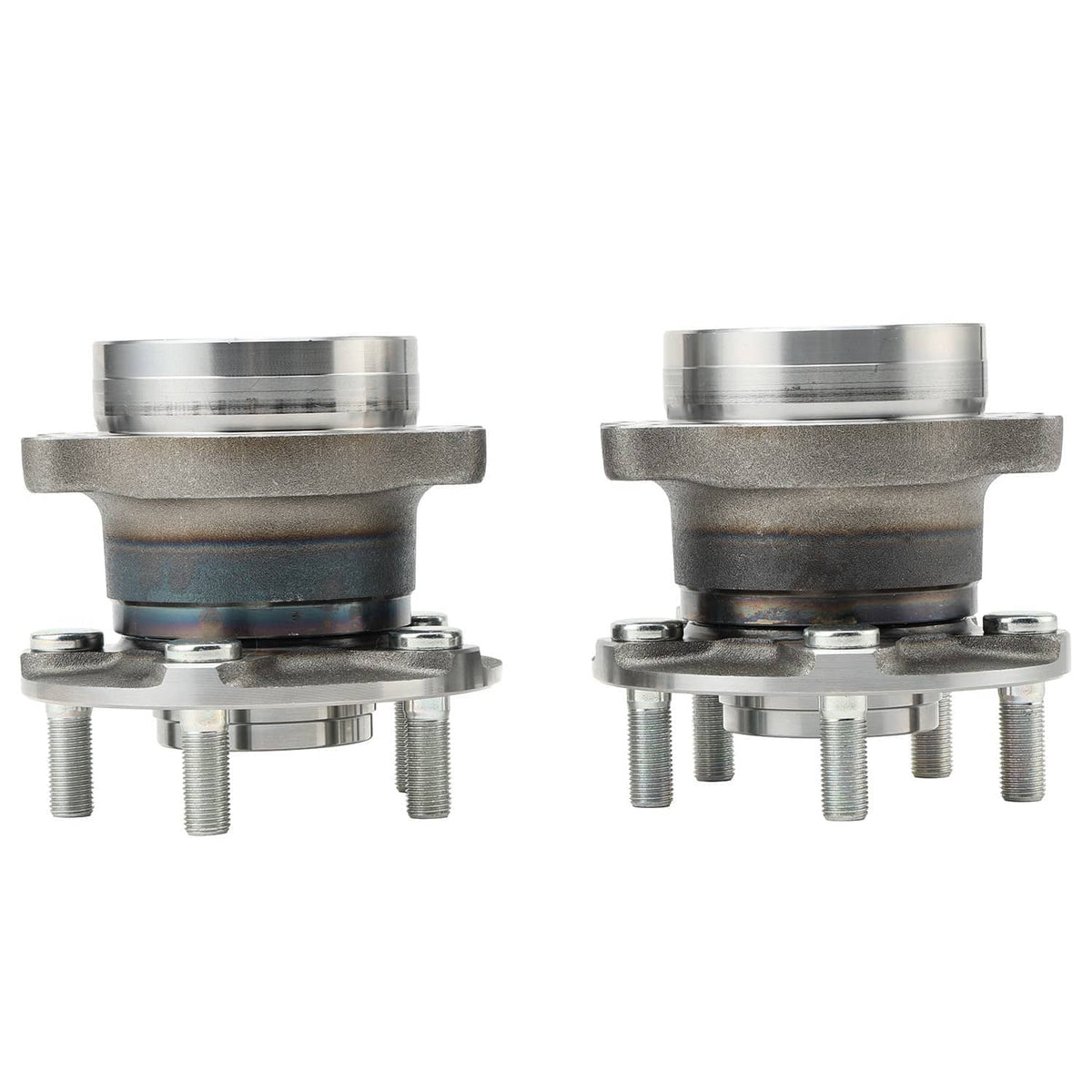 Two rear wheel hub bearing assemblies side view with threaded mounting studs
