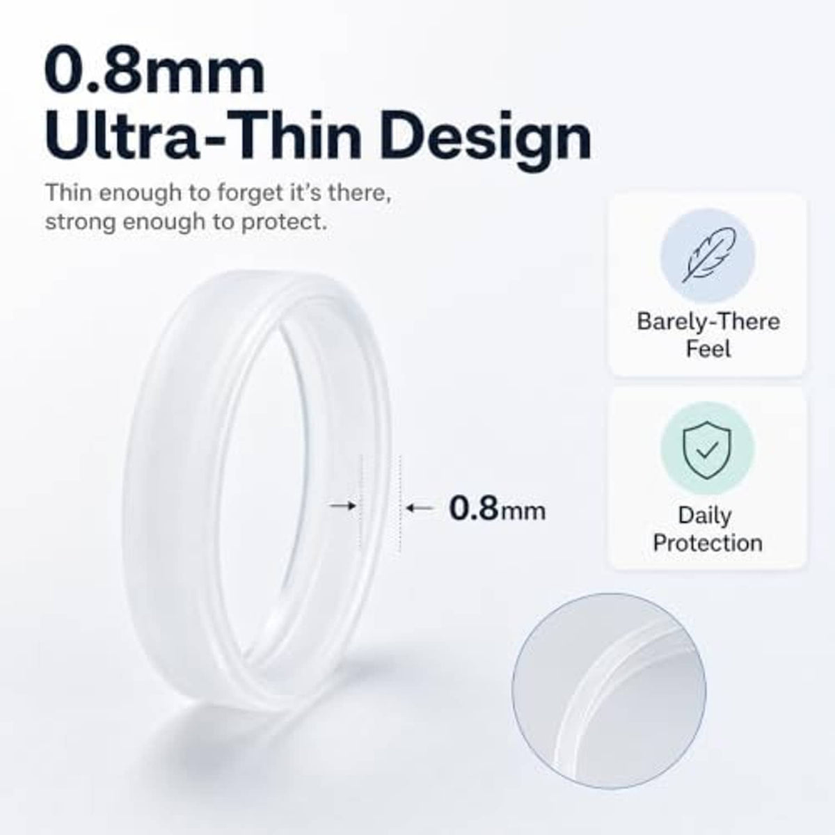 Ultra-thin white silicone ring cover band with open center