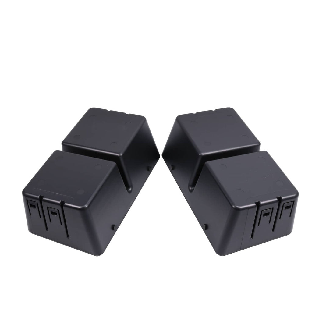 Two black cup holder bezel units with side button cutouts and molded corners