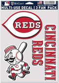 Cincinnati Reds multi-use fan decal pack with Reds eye logo, mascot, and vertical wordmark