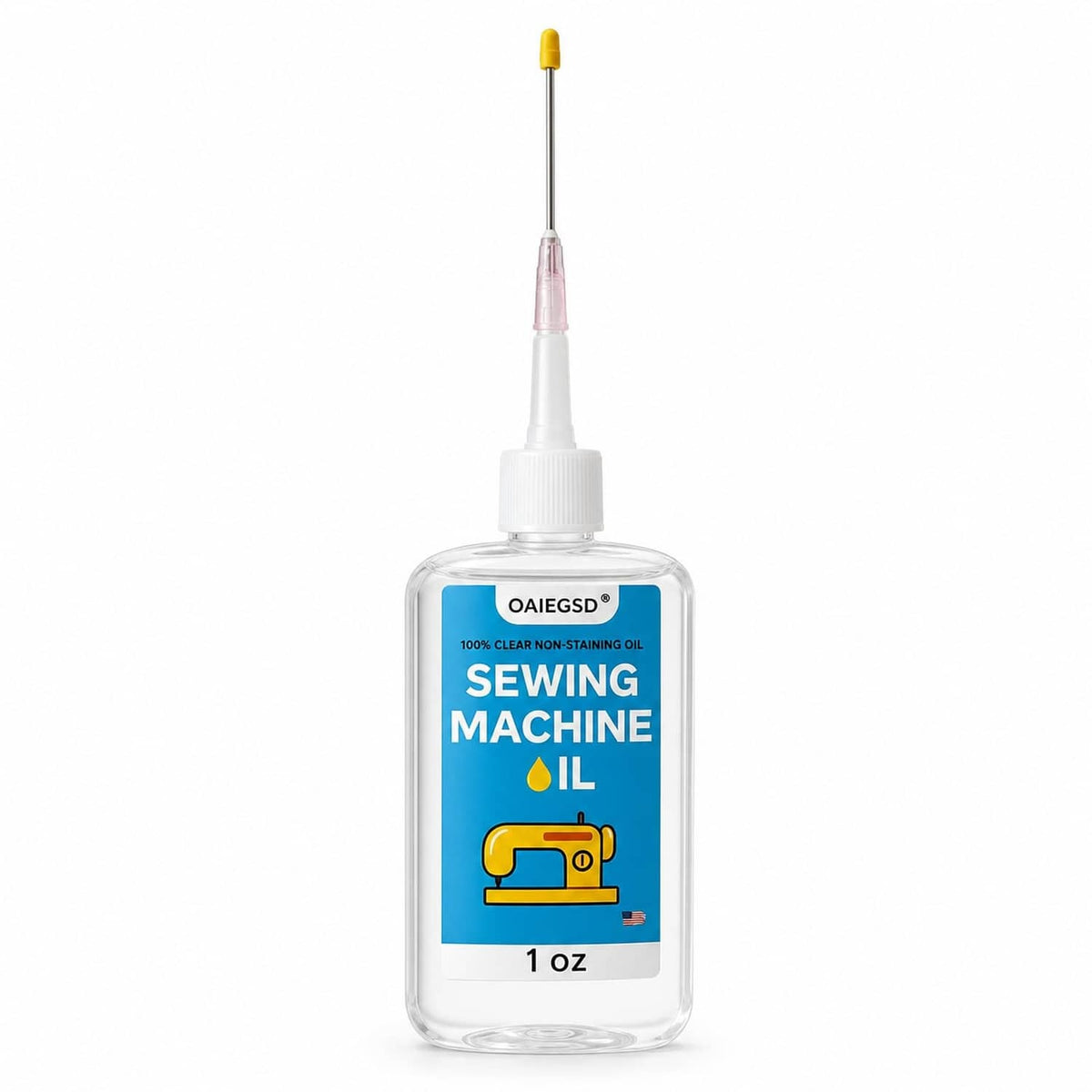 Clear sewing machine oil bottle with needle dropper applicator tip, 1 oz