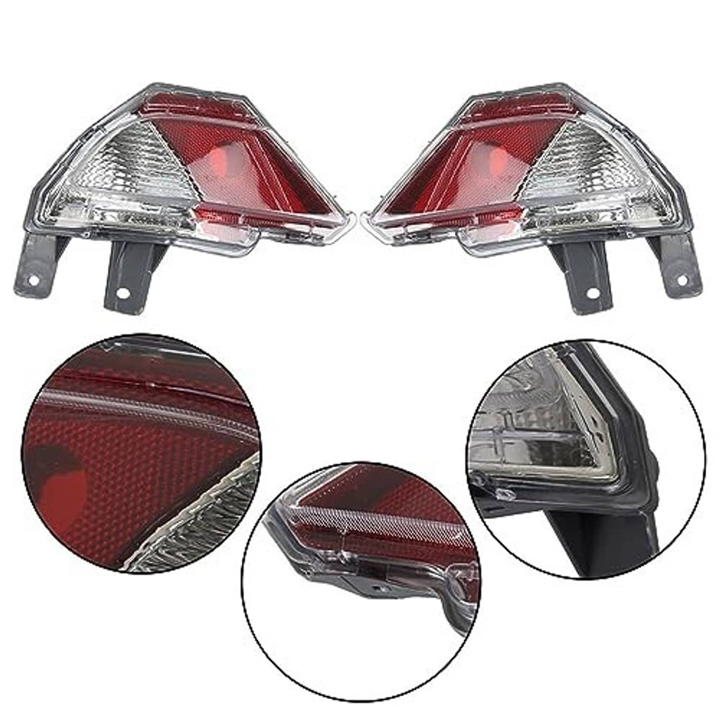 Rear bumper reflector stop lamp set with red and clear lenses; side and detail views