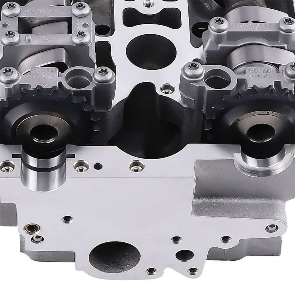 Aluminum cylinder head close-up of valve lifter bores and mounting bosses