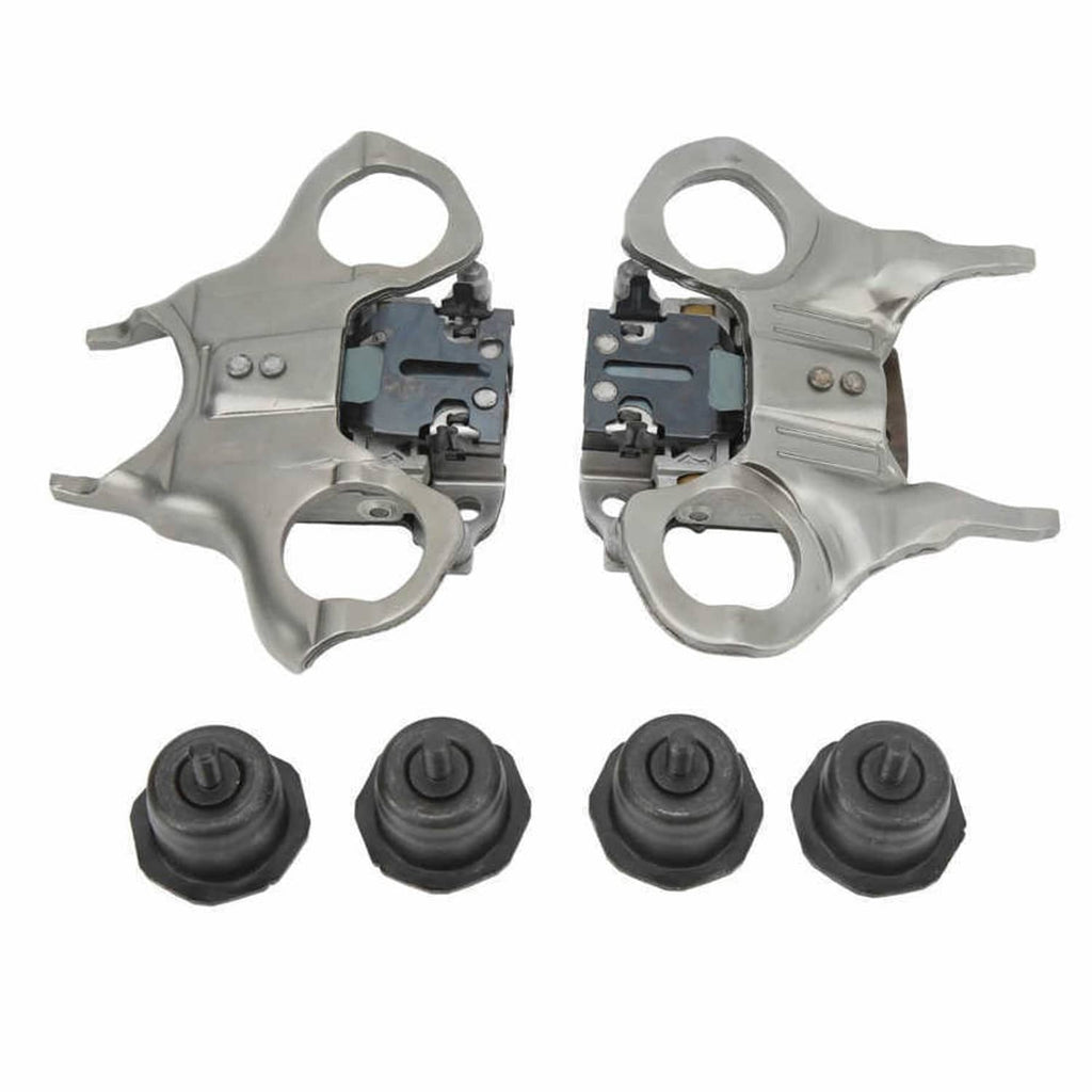 Dual clutch actuator kit: two actuator levers with black rubber caps and mounting brackets