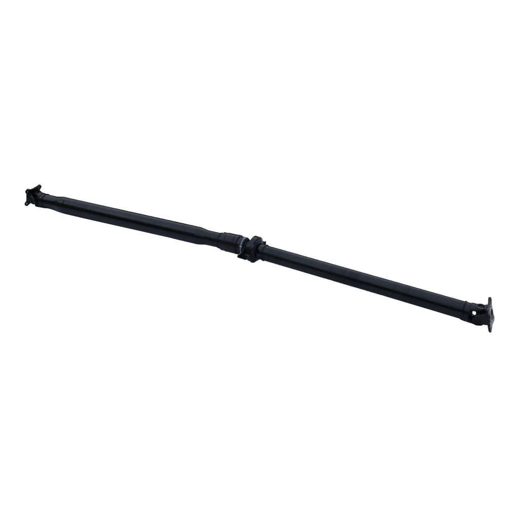 Rear driveshaft assembly with center flex joint and end yokes, dark shaft
