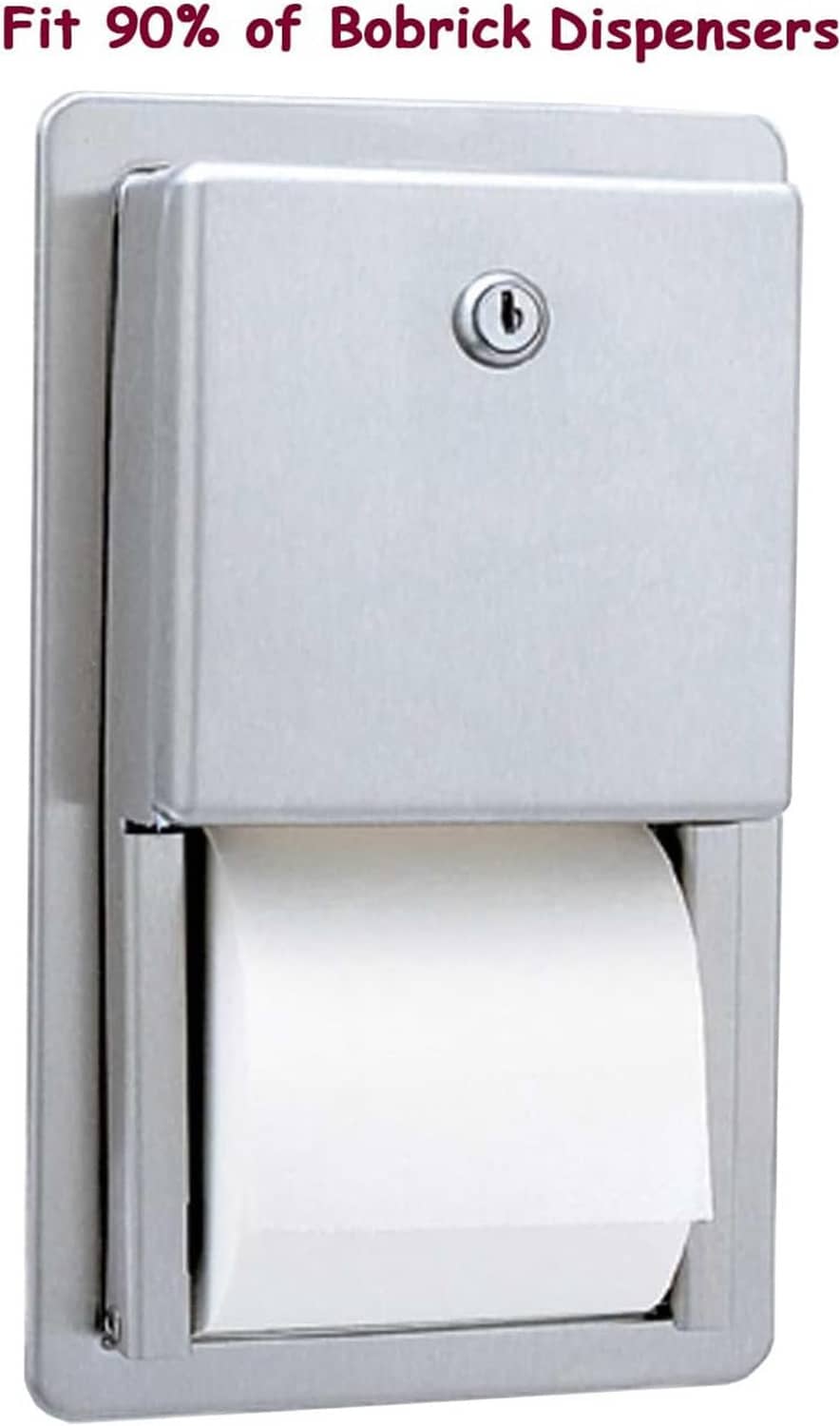 Stainless steel dispenser with circular lock near top front opening