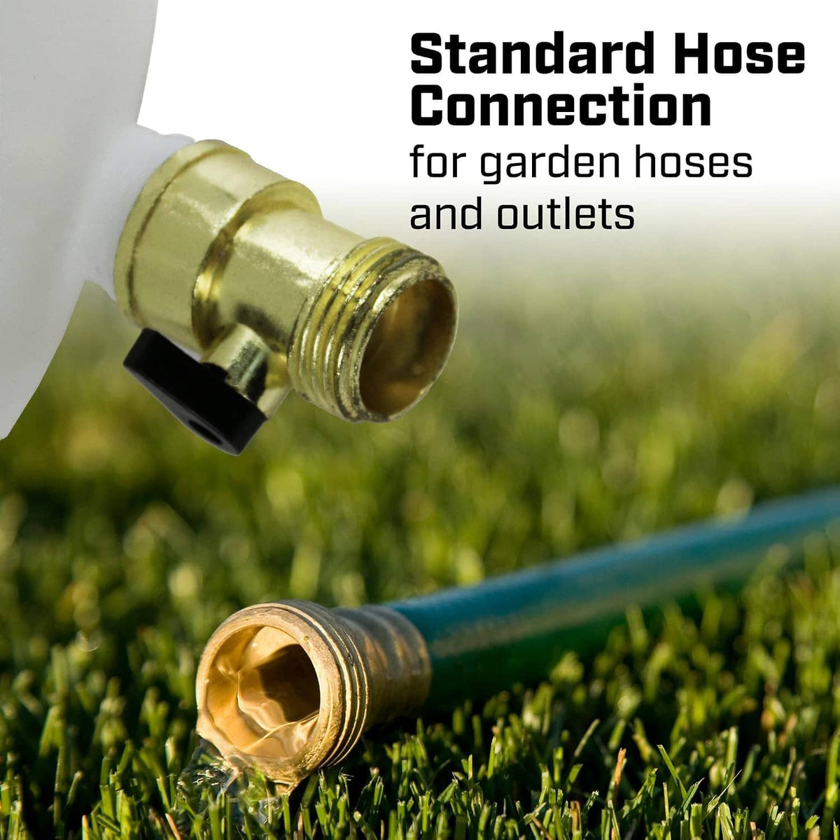 Garden hose brass connector fittings with gold coupler and threaded outlet