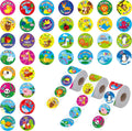 Round Spanish teacher reward stickers on three rolls with bright cartoon scenes