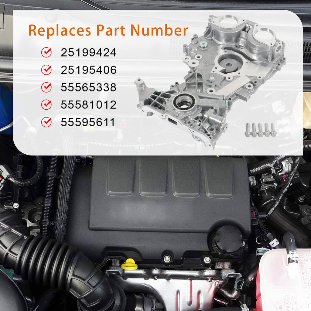 Timing cover assembly with replacement part numbers list overlay