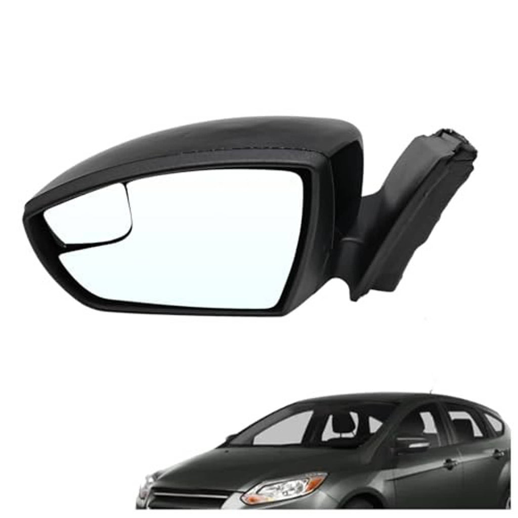 Left side mirror assembly with black housing and clear mirror glass, signal mount visible