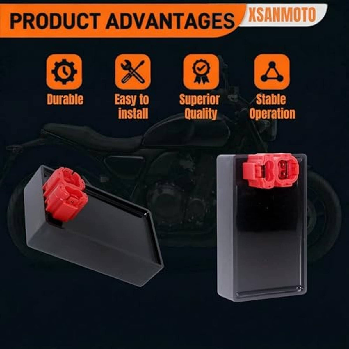 CDI ignition module box set: black housings with red 6-pin connector blocks