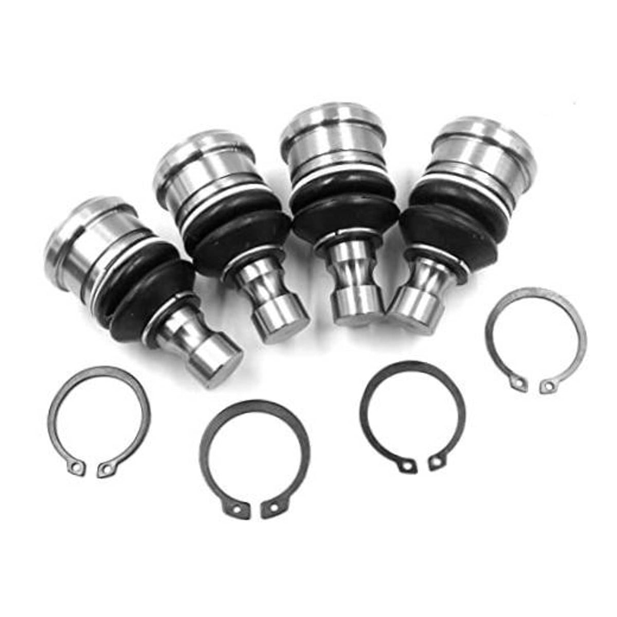 Set of 4 front upper/lower ball joints with black rubber boots and retaining rings
