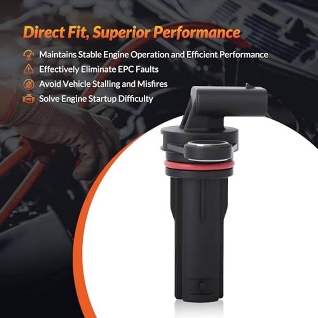 Crankshaft position sensor with black cylindrical body and red sealing band