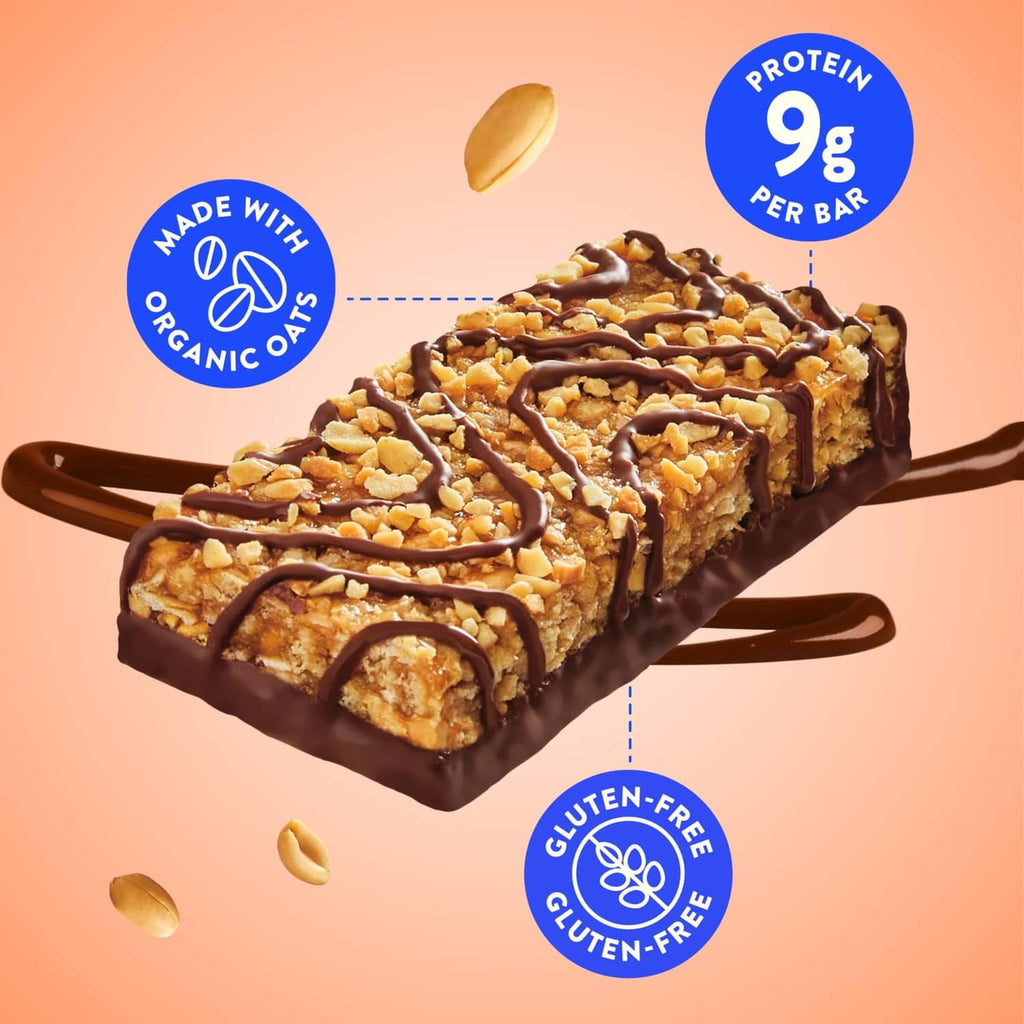 LUNA Nuts Over Chocolate protein bar with 9g protein and gluten-free badges