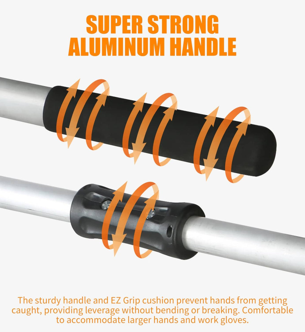 Wood jack handle with black cushioned EZ grip on silver beam ends
