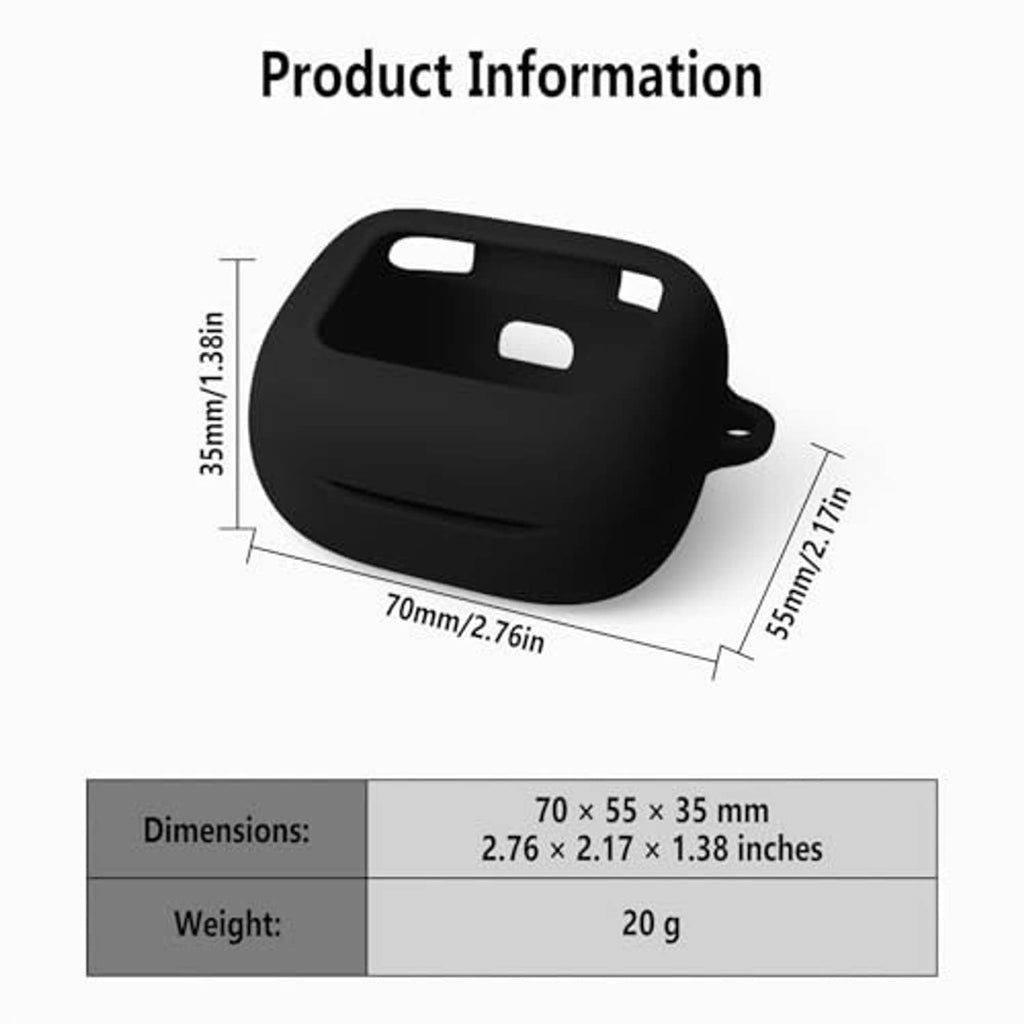 Black silicone case with two top cutouts and side port openings, compact form.
