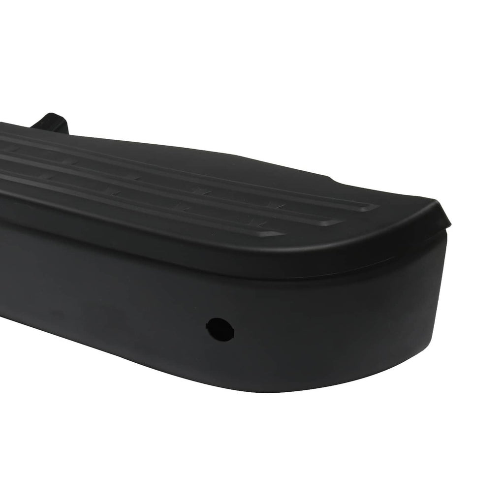 Black rear step bumper cover end cap with round mounting hole