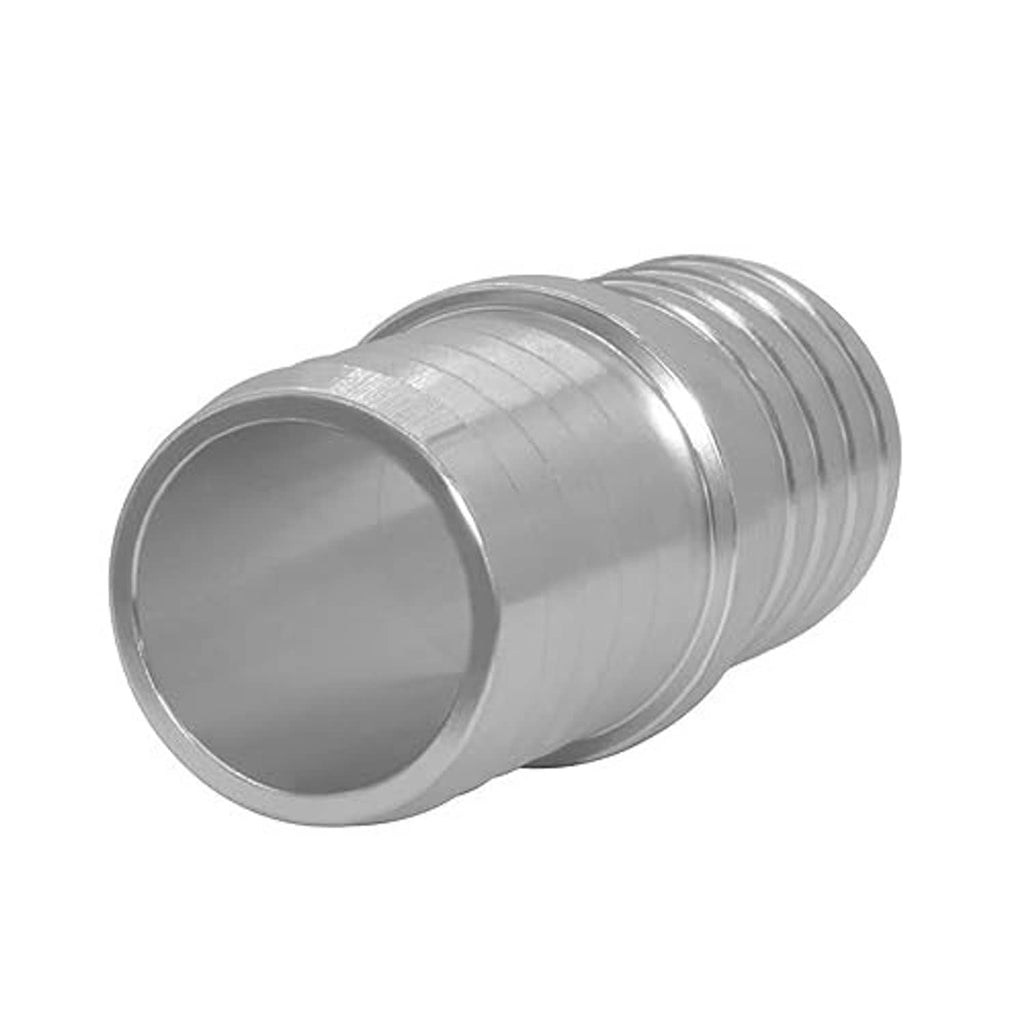 Metal hose barb coupler reducer, silver 3/4 in fitting with flared end