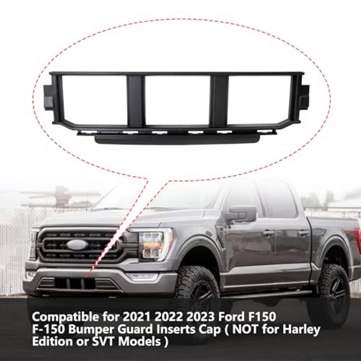 Black front bumper grille insert highlighted above a dark truck grille opening