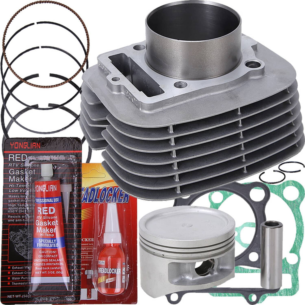 Cylinder and piston top end kit with rings and gasket set plus included pin