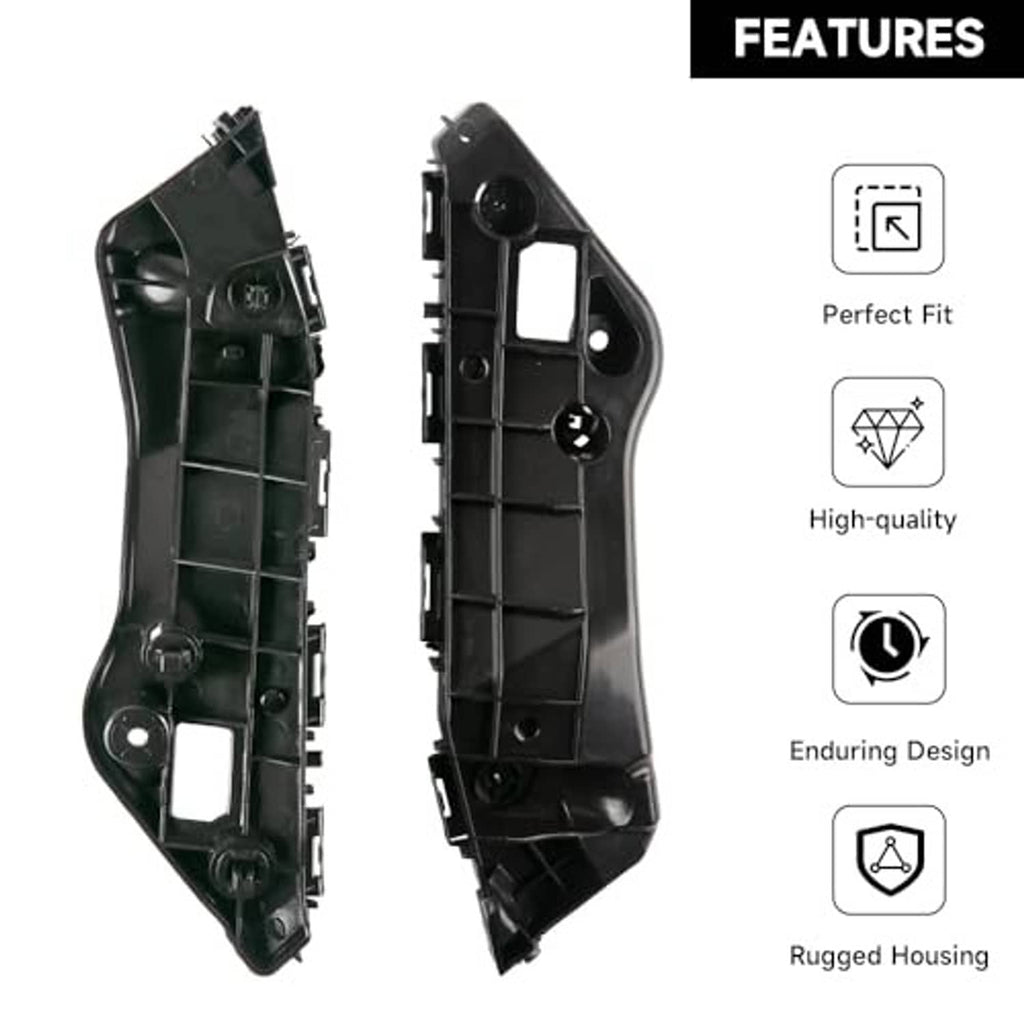 Front bumper bracket mount supports, pair in black plastic with fastening holes