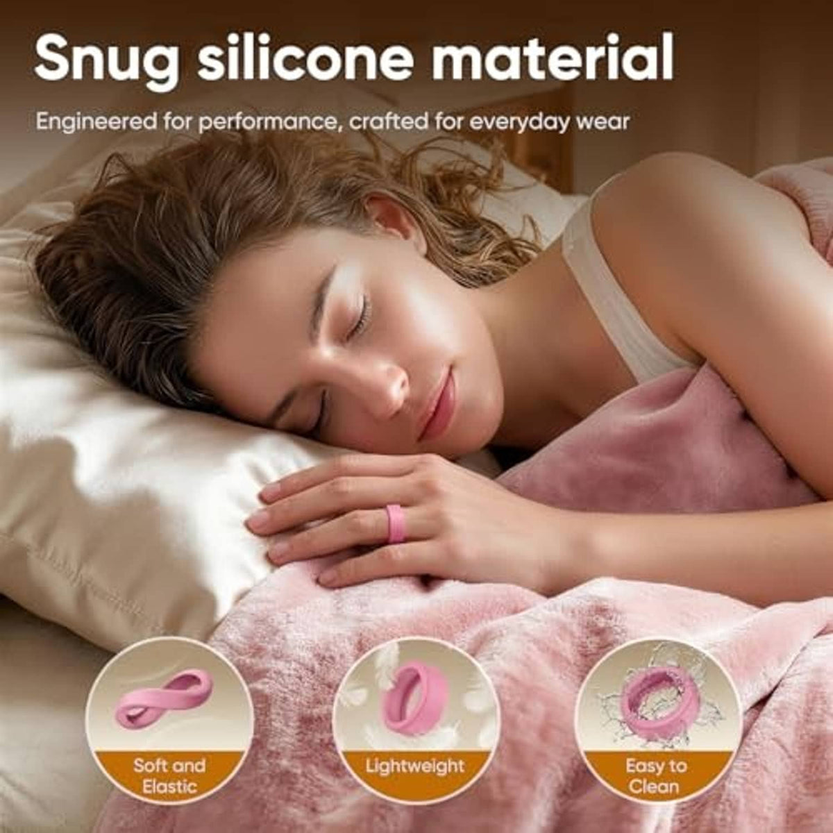 Pink silicone ring cover with elastic fit