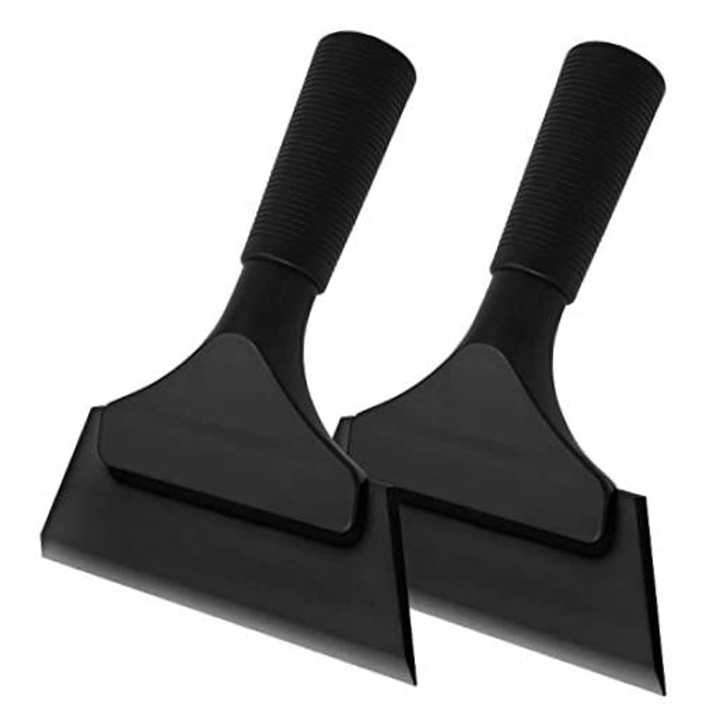 Black rubber dual-edge window tint squeegee with ribbed grip handles