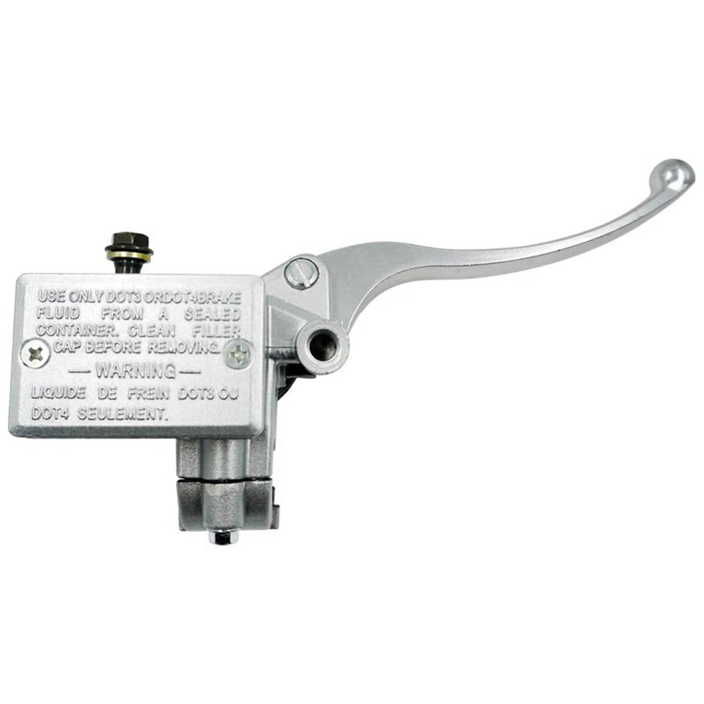 Brake master cylinder lever assembly, silver lever and metal fluid reservoir