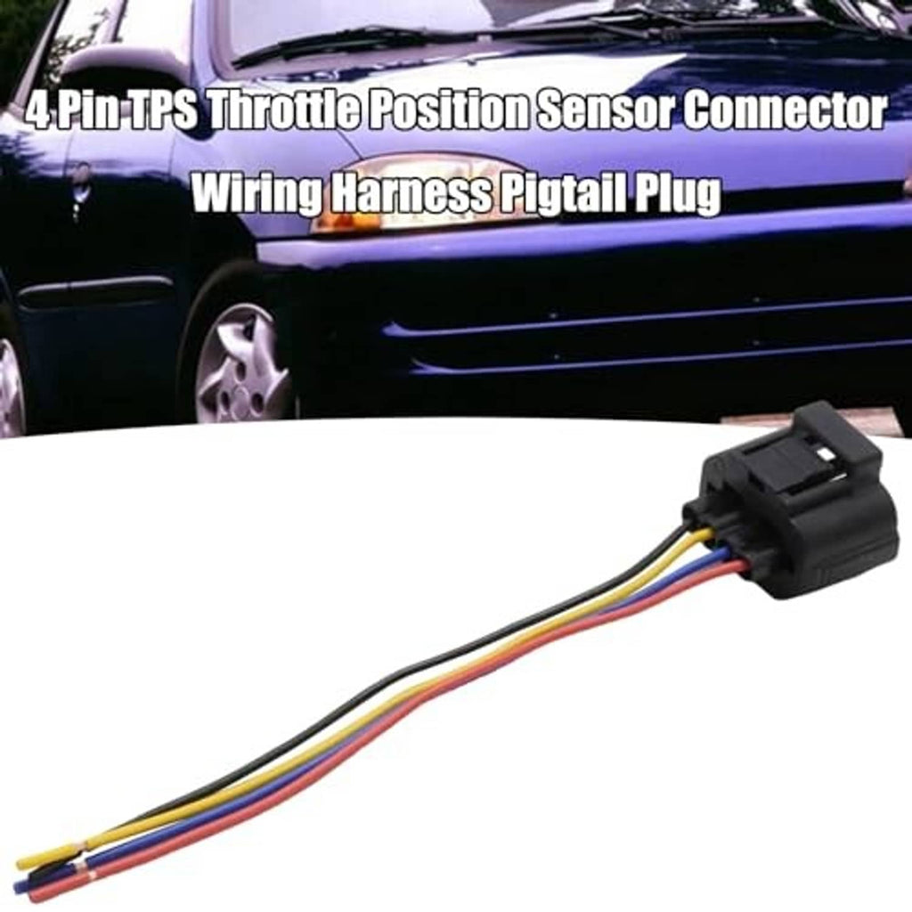 4-pin TPS throttle position sensor connector wiring harness plug with colored wires