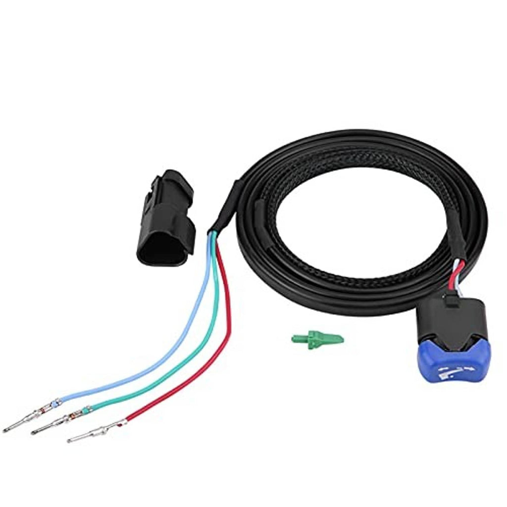 Power trim tilt switch wire harness kit with coiled black cable and blue switch module