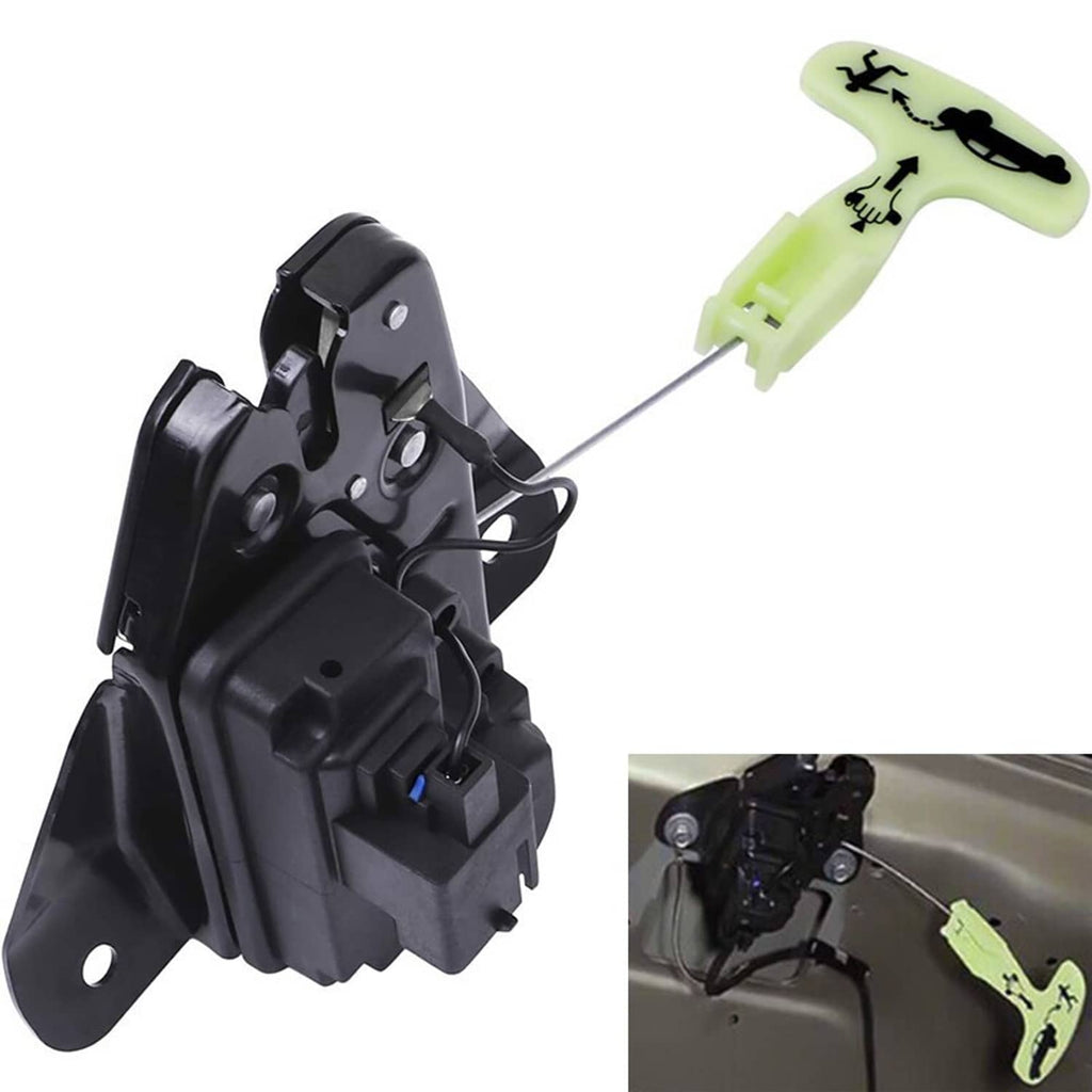 Black tailgate lock latch actuator with light green connector and side mounting plate